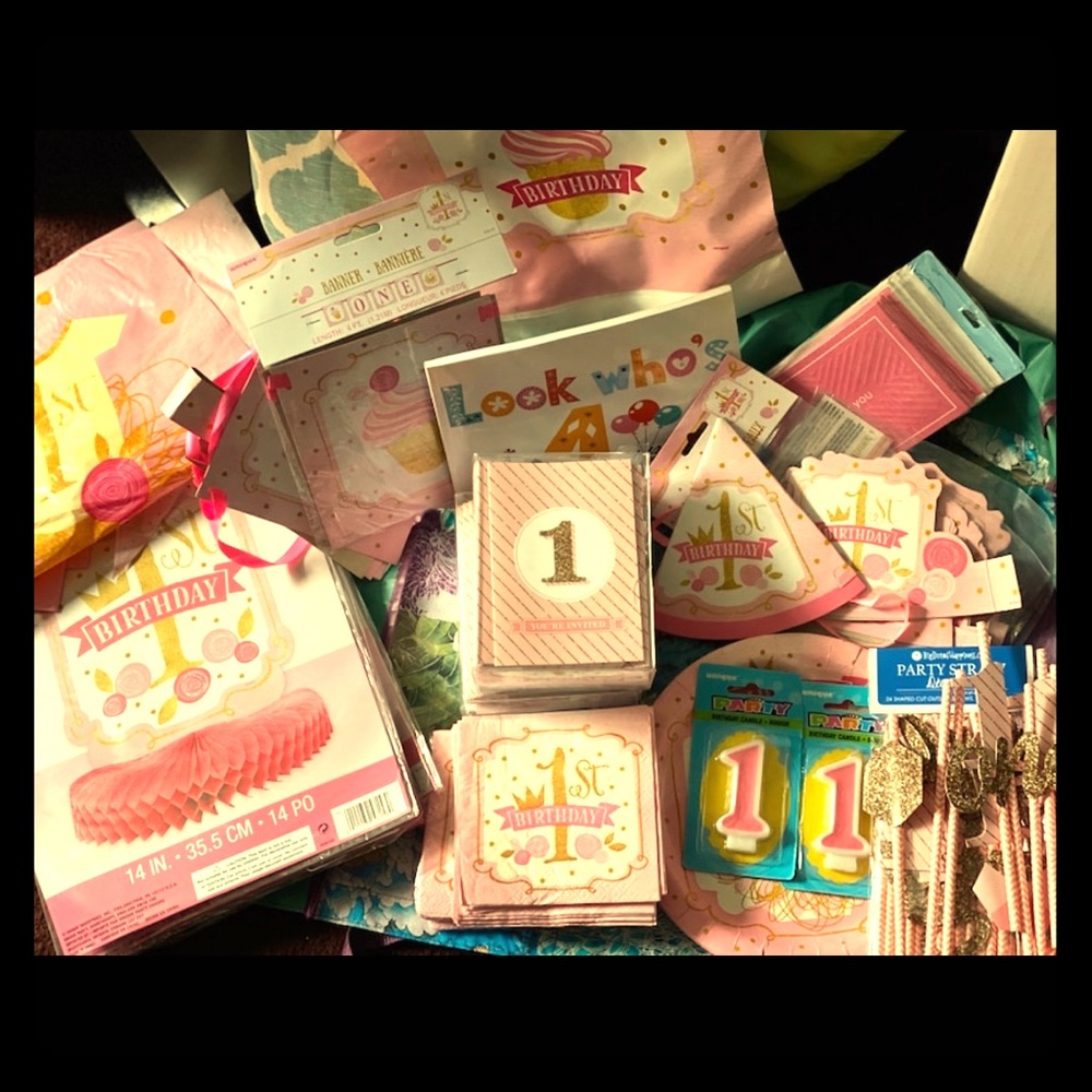First Birthday Pink and Gold Birthday Decorations